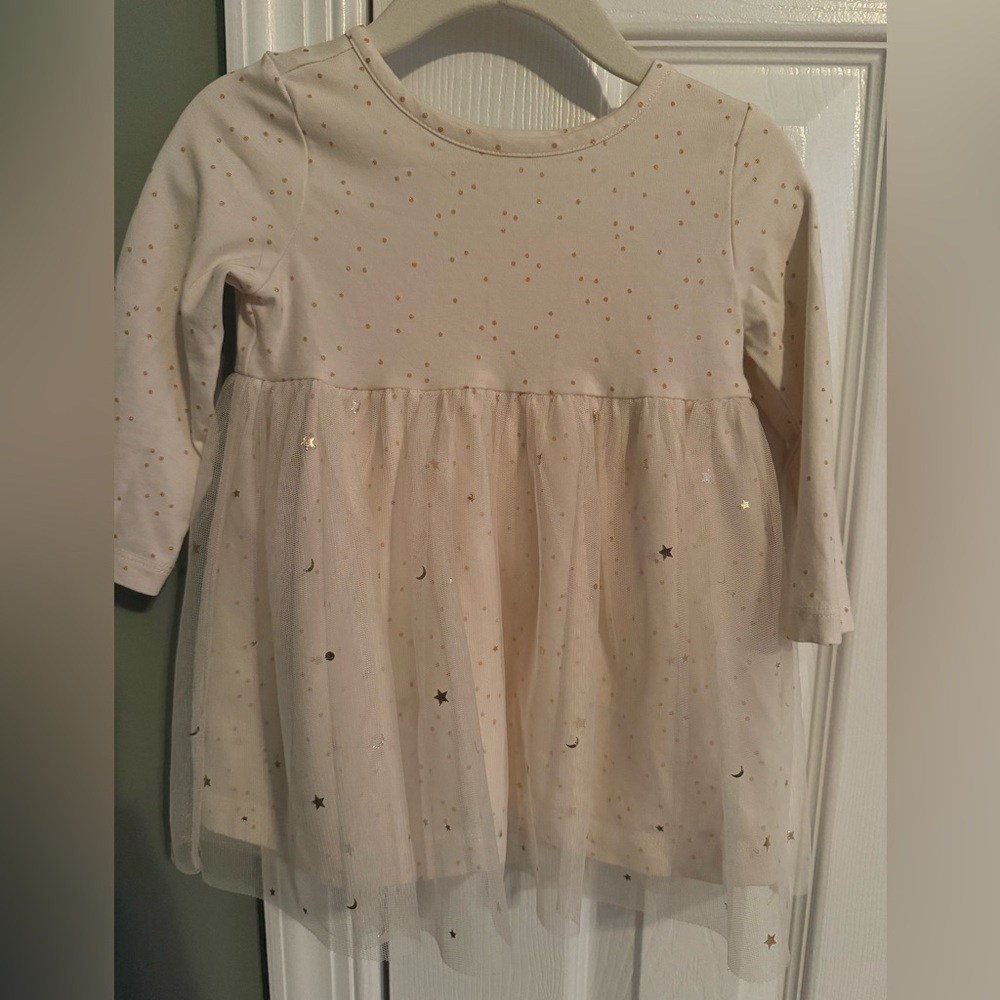 Hanna Andersson Cream Dress with Gold Accents